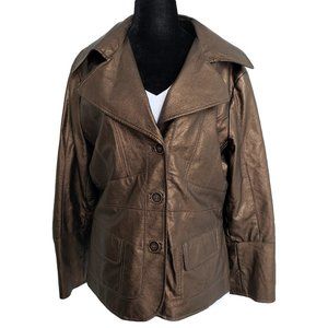 MARCONA Vegan Leather Metallic Brown Jacket L